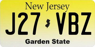 NJ license plate J27VBZ