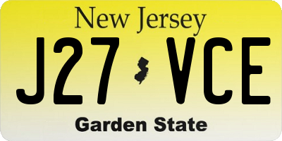 NJ license plate J27VCE