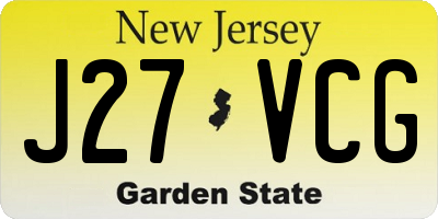 NJ license plate J27VCG