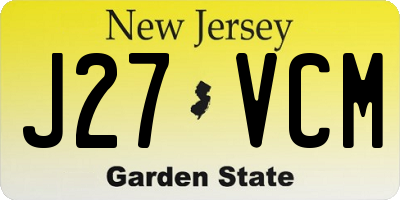 NJ license plate J27VCM