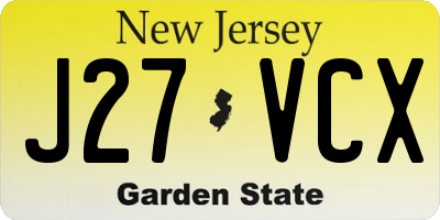 NJ license plate J27VCX
