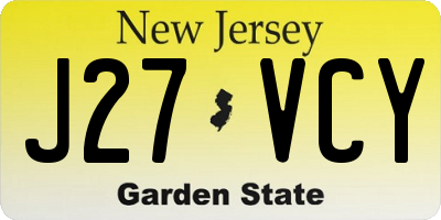 NJ license plate J27VCY