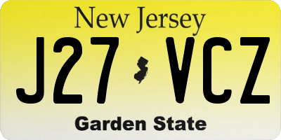 NJ license plate J27VCZ