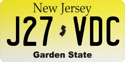 NJ license plate J27VDC