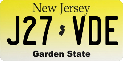 NJ license plate J27VDE
