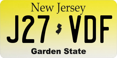 NJ license plate J27VDF