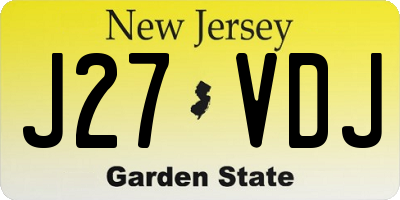 NJ license plate J27VDJ
