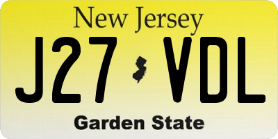 NJ license plate J27VDL
