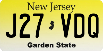 NJ license plate J27VDQ