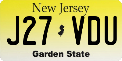 NJ license plate J27VDU
