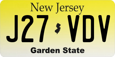 NJ license plate J27VDV