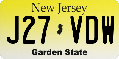 NJ license plate J27VDW