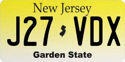 NJ license plate J27VDX