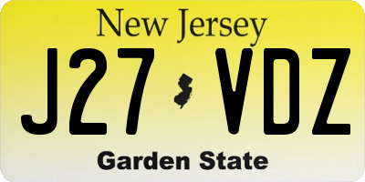 NJ license plate J27VDZ