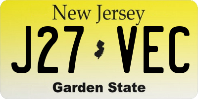 NJ license plate J27VEC