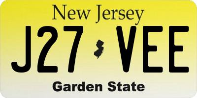 NJ license plate J27VEE