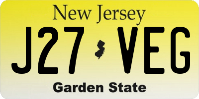 NJ license plate J27VEG