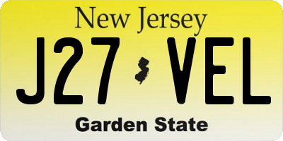 NJ license plate J27VEL