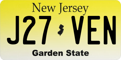 NJ license plate J27VEN