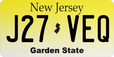 NJ license plate J27VEQ