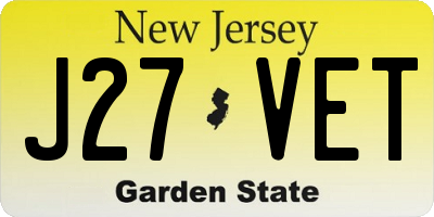 NJ license plate J27VET