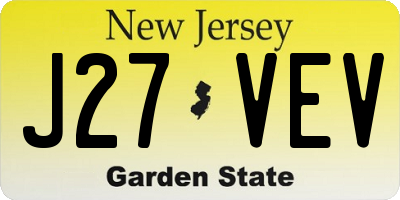 NJ license plate J27VEV