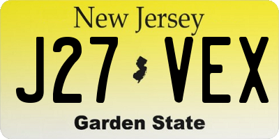 NJ license plate J27VEX