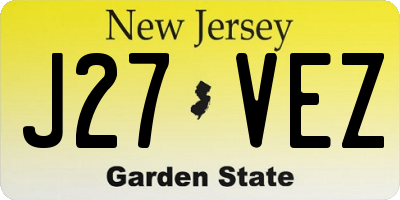 NJ license plate J27VEZ