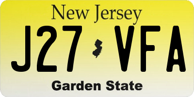 NJ license plate J27VFA