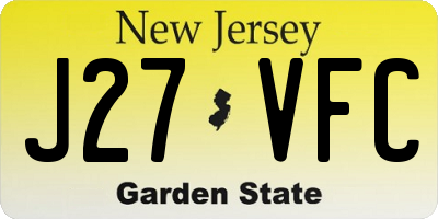 NJ license plate J27VFC