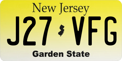 NJ license plate J27VFG