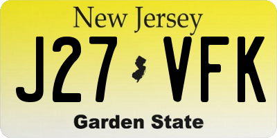 NJ license plate J27VFK
