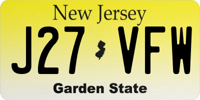 NJ license plate J27VFW