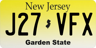 NJ license plate J27VFX