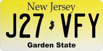 NJ license plate J27VFY