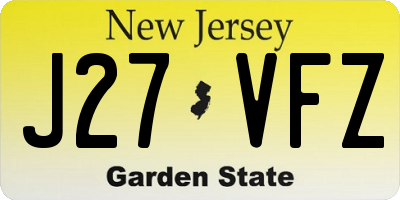 NJ license plate J27VFZ