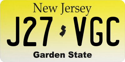 NJ license plate J27VGC