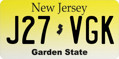 NJ license plate J27VGK