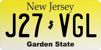 NJ license plate J27VGL