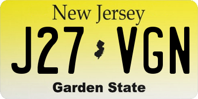 NJ license plate J27VGN