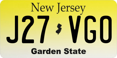 NJ license plate J27VGO