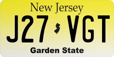 NJ license plate J27VGT