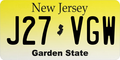 NJ license plate J27VGW