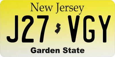 NJ license plate J27VGY