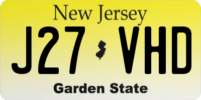 NJ license plate J27VHD