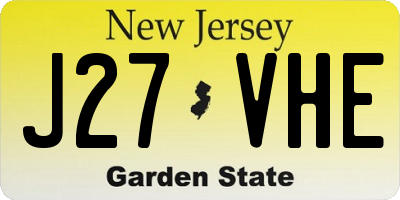 NJ license plate J27VHE