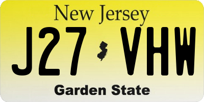 NJ license plate J27VHW