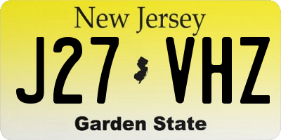 NJ license plate J27VHZ