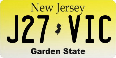 NJ license plate J27VIC
