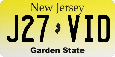NJ license plate J27VID
